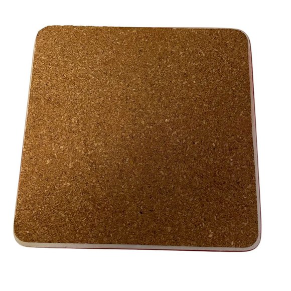 Reindeer Christmas Red White Cork Coaster Hot Mat Trivet Table Mat Square 3.75" - Picture 2 of 3